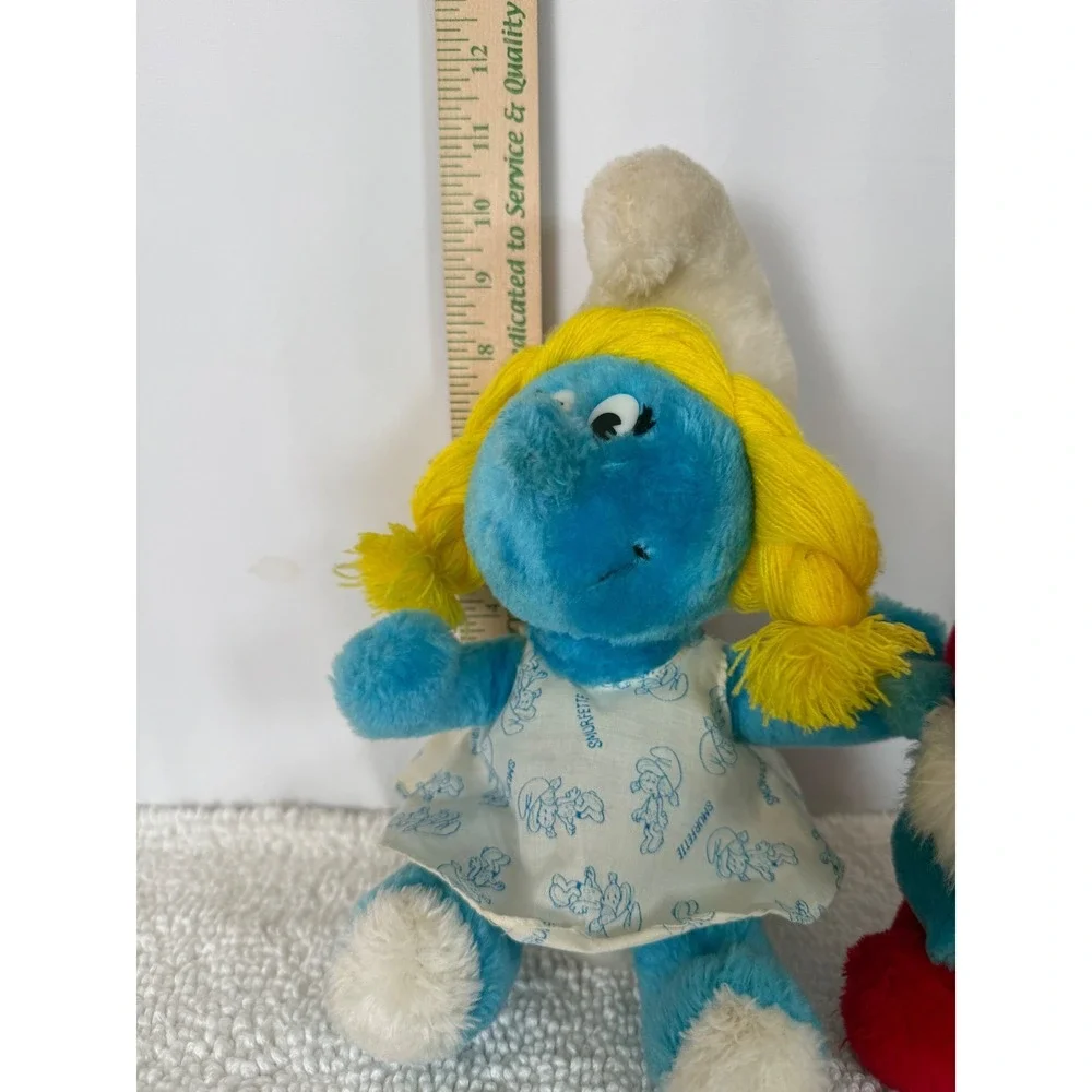 Vintage 1981 Peyo Smurfette & Papa‎ Smurf Plush Dolls 12